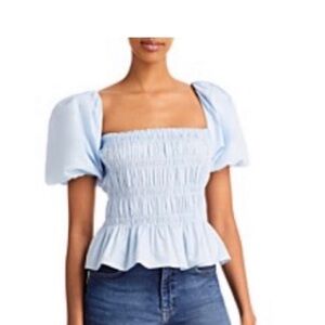 Baby Blue Ruched top from Astr the Label! Perfect for a brunch top!